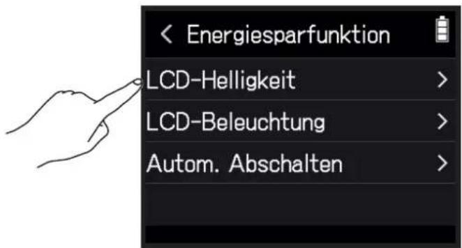 < Energiesparfunktion LCD-Helligkeit > LCD-Beleuchtung > Autom. Abschalten >