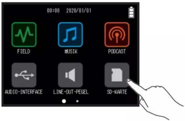 00:00 2020/01/01 FIELD MUSIK PODCAST AUDIO-INTERFACE LINE-OUT-PEGEL SD-KARTE