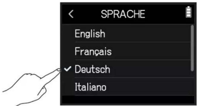SPRACHE English Français ✓ Deutsch Italiano