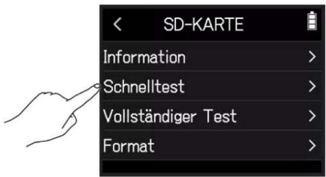 SD-KARTE Information > Schnelltest > Vollständiger Test > Format >