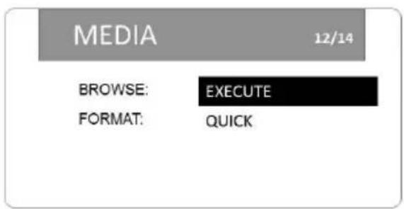 MEDIA 12/14 BROWSE: EXECUTE FORMAT: QUICK