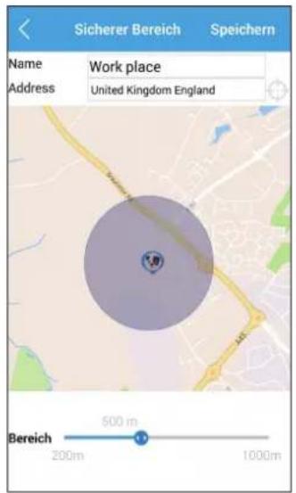 Sicherer Bereich Speichern Name Work place Address United Kingdom England Bereich 500 m 200m 1000m