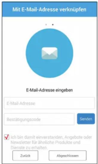 Mit E-Mail-Adresse verknüpfen E-Mail-Adresse eingeben E-Mail-Adresse Bestätigungscode Senden Ich bin damit einverstanden, Angebote oder Newsletter für ähnliche Produkte und Dienste zu erhalten. Zurück Abgeschlossen