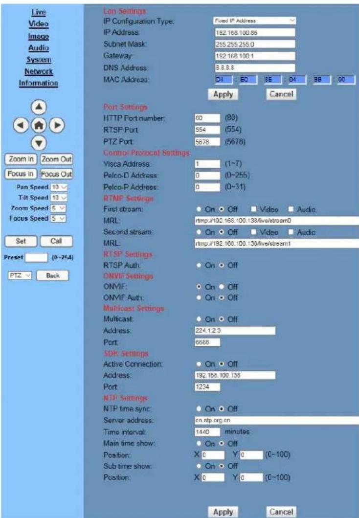 PTZ Optics PT30X-NDI - Network Settings - 1