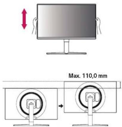 LG UltraGear 27GN750-B - Anpassen der Standhöhe - 1