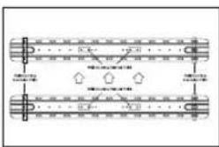 Technical diagram showing two parallel cylindrical structures with labeled dimensions and directional arrows indicating flow or movement.