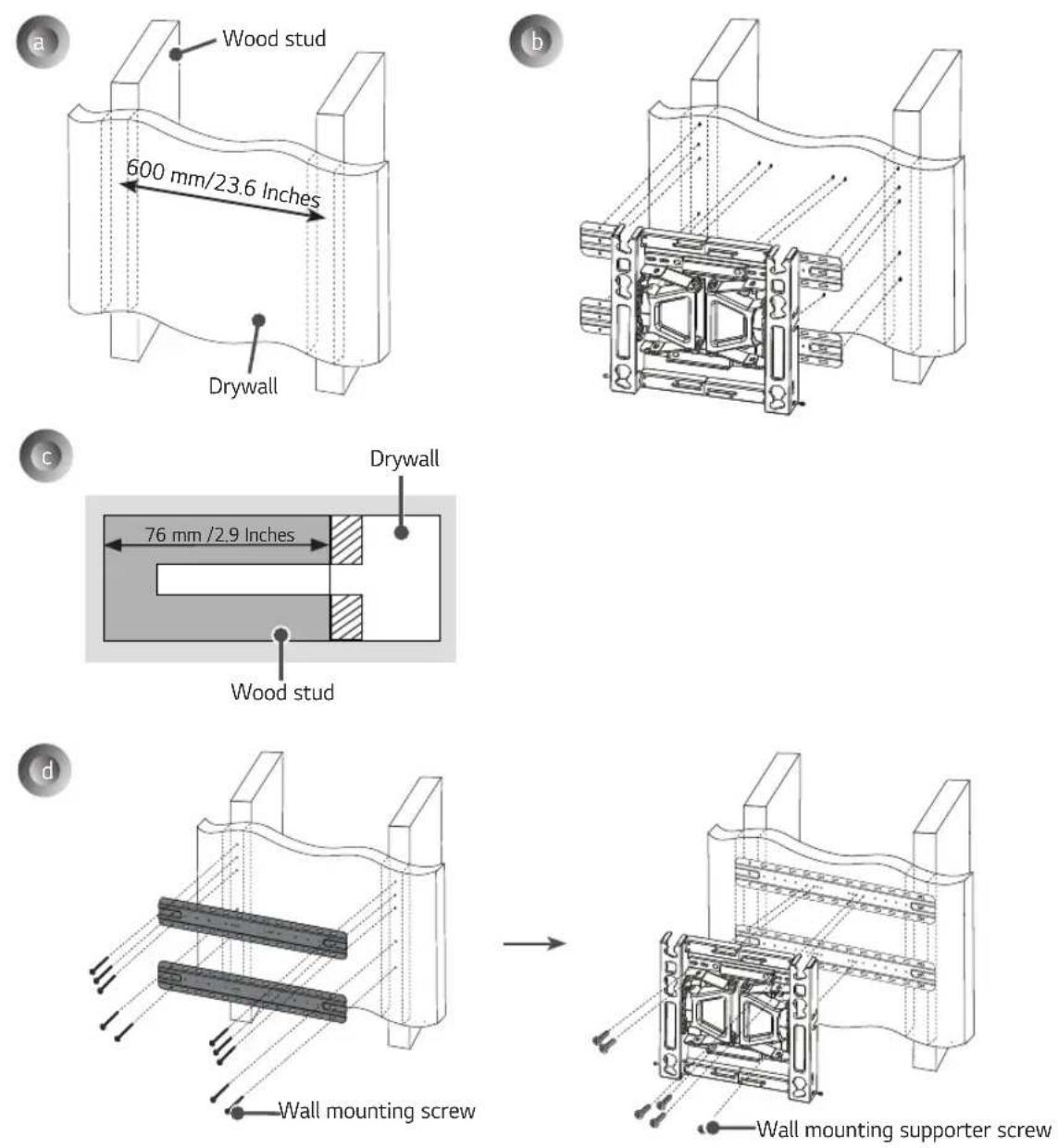 LG OLW480B - How to install the wall mounting bracket (Australia) - 3