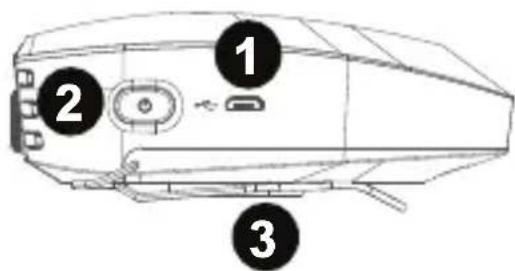 Diagram of a spacecraft or aircraft interior with numbered components labeled 1, 2, and 3.