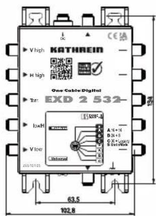 Vhigh KATHREIN H high One Cable Digital ExD 2 532- Trr: IohA Vlow Internal 63.5 102.8