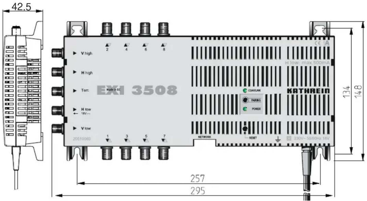 42.5 V high H high Torr. H low 18V V low 20510060 1 3 5 7 NETWORK RESET COAUXUNK FARUNG POWER H low: max.500mA KATHREIN 230V~50/60Hz 18V CE 1A H low: max.500mA 134 148 257 295