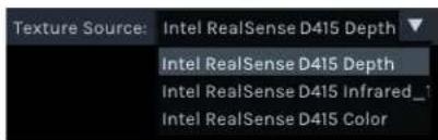 Texture Source: Intel RealSense D415 Depth Intel RealSense D415 Depth Intel RealSense D415 Infrared_1 Intel RealSense D415 Color