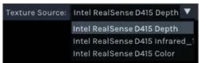 Texture Source: Intel RealSense D415 Depth Intel RealSense D415 Depth Intel RealSense D415 Infrared_1 Intel RealSense D415 Color
