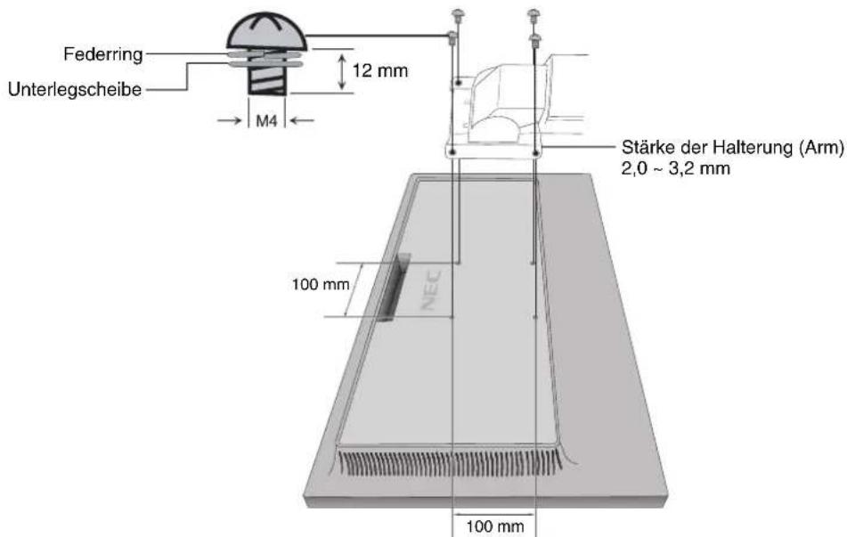Federring Unterlegscheibe 12 mm M4 Stärke der Halterung (Arm) 2,0 ~ 3,2 mm 100 mm NEC 100 mm