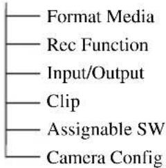 Format Media Rec Function Input/Output Clip Assignable SW Camera Config