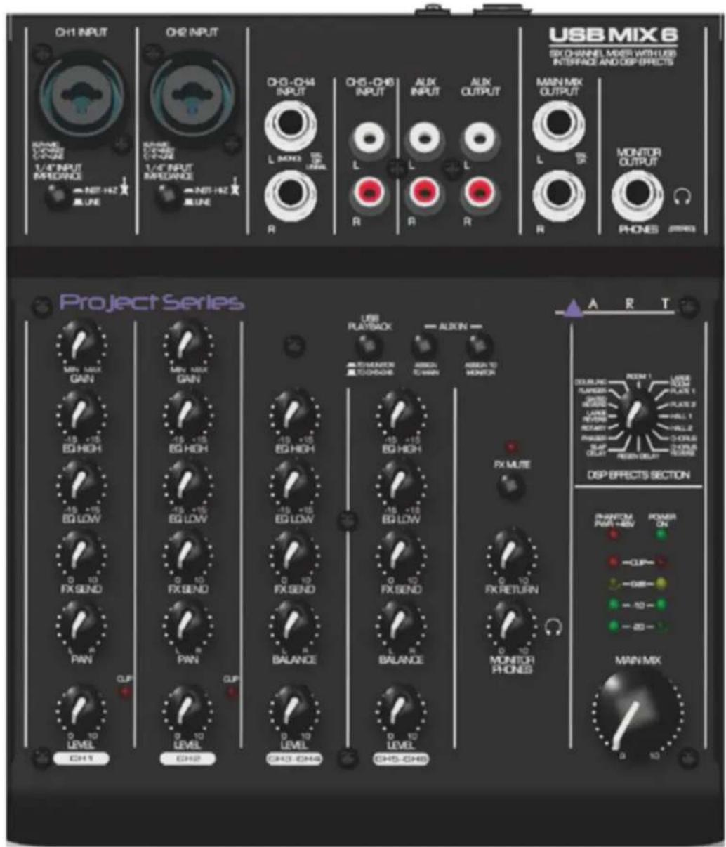 ART USBMix6 - Stereo channels CH3/4 and CH5/6: - 2