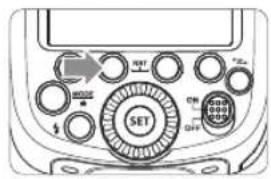 Diagram of a digital multimeter front panel with labeled buttons and a SET button