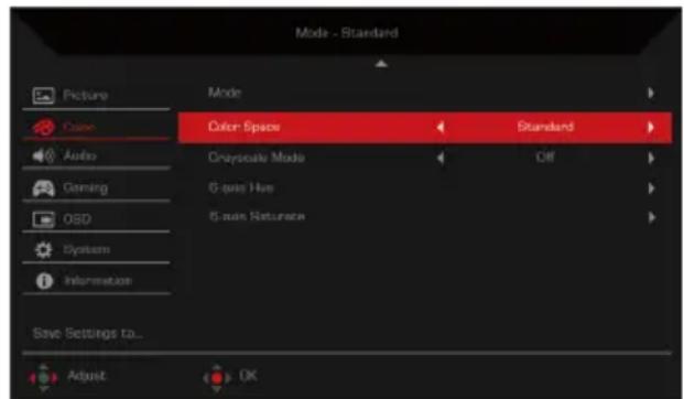 ACER RG241Y - Adjusting the Color - 2