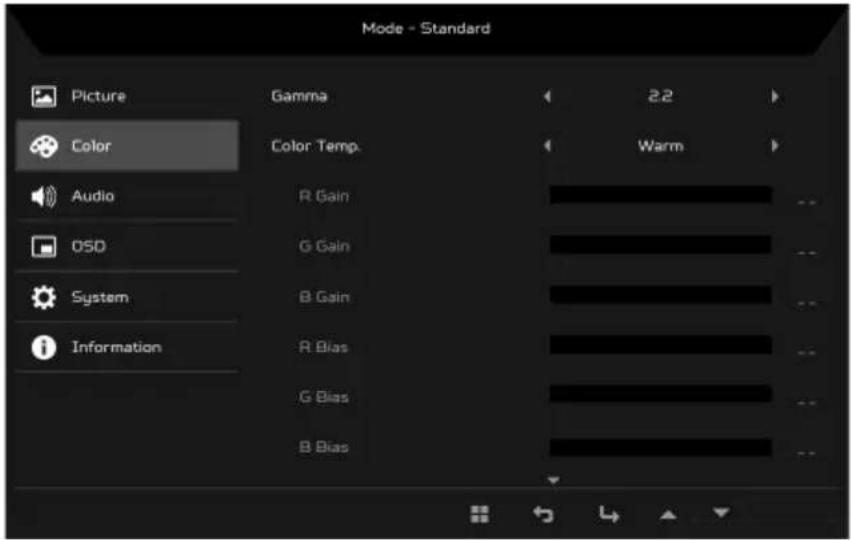 ACER V6 V206HQL - Adjusting the Color - 1