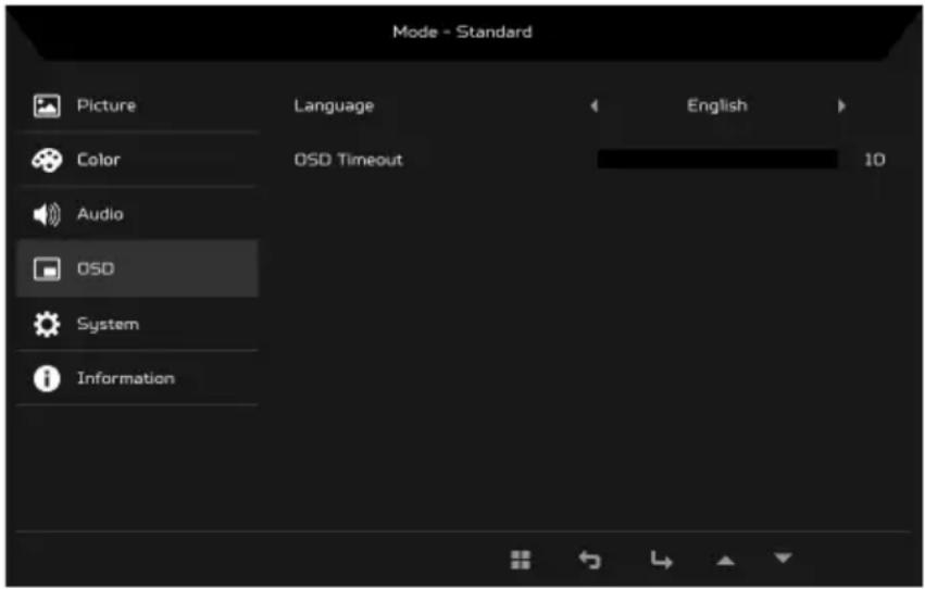 ACER V6 V206HQL - Adjusting the OSD - 1