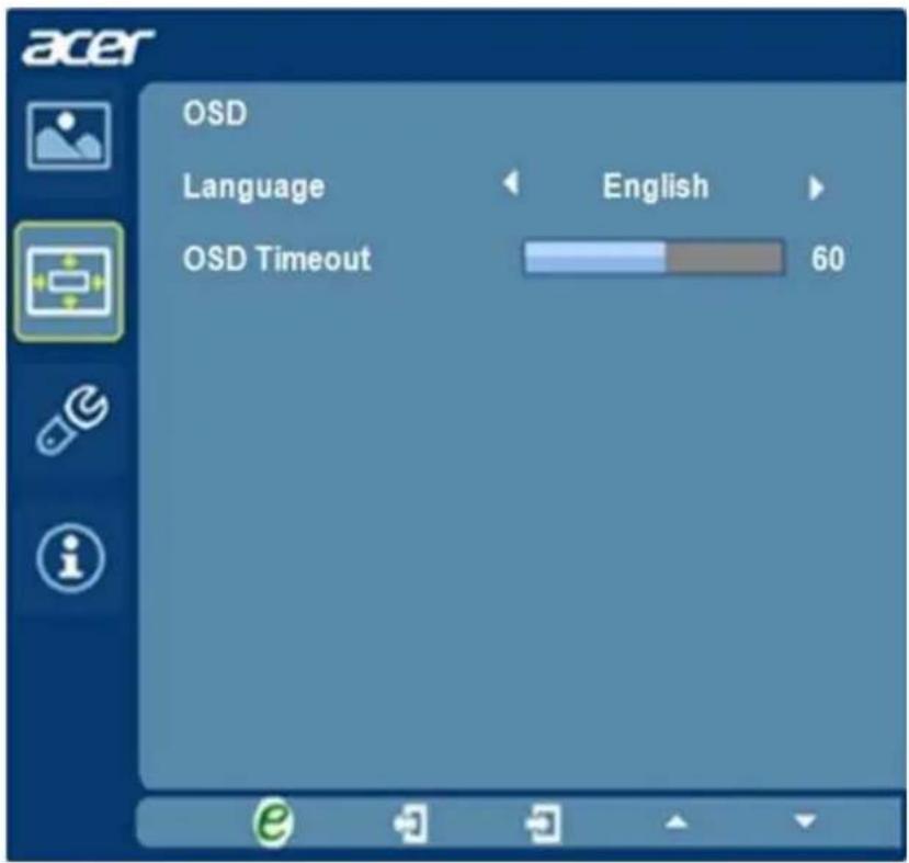 ACER BE270U - Adjusting the OSD position - 1