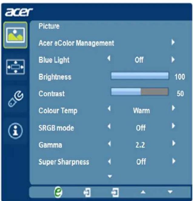 ACER BE270U - Adjusting the picture quality - 1