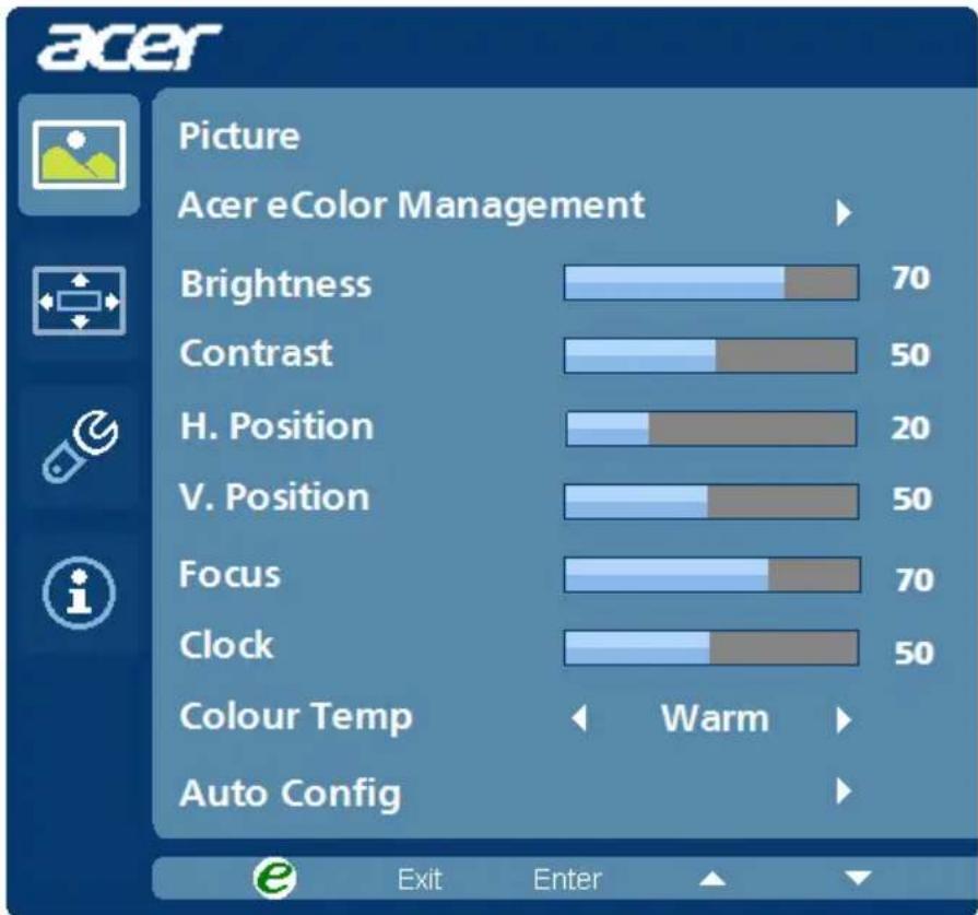 ACER V176L b - Adjusting the OSD settings - 2