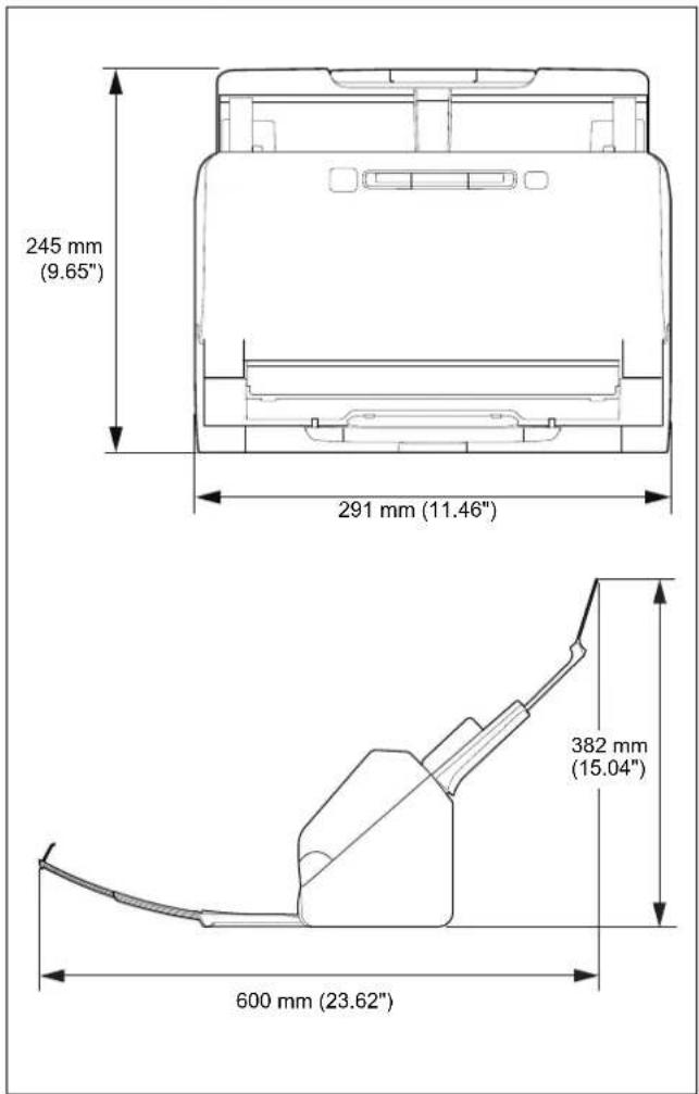 245 mm (9.65") 291 mm (11.46") 382 mm (15.04") 600 mm (23.62)