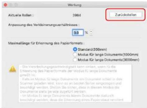 Wartung Aktuelle Rollen : 3984 Anpassung des Verkleinerungsverhältnisses : 0,0 % Zurückstellen Maximallänge für Erkennung des Papier formats : Standard(156mm) Modus für lange Dokumente(1000mm) Modus für lange Dokumente(3000mm) - Die Vorarbeitungsgeschwindigkeit kann sinter, wenn 12 die Erkennung des Papier formats der Modus für lange Dokumente gewählt ist. - Falls im Modus für lange Dokumente ein Dokument schieb in deuts Scanner geladen wird, kann es an beiden Serten eingezogen und bezeichnet werden. Shilon Sie sicher, dass in diesem Modus die Dokumente stelta gerade zugeführt werden. - Im Modus für lange Dokumente können Dokumente dadurch beschlagt werden, dass die Erkennung eines Papier staus versahrt