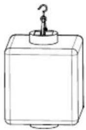 Simple line drawing of a square box with a hook on top (no text or symbols)