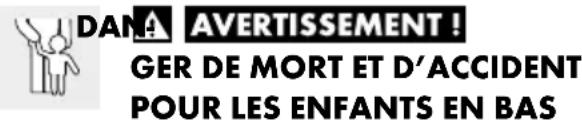 DANA AVERTISSEMENT! GER DE MORT ET D'ACCIDENT POUR LES ENFANTS EN BAS