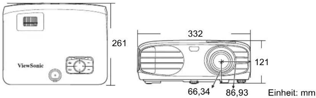ViewSonic 261 332 121 66,34 86,93 Einheit: mm