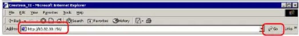 Crestron_T1 - Microsoft Internet Explorer File Edit View Favorites Book Help Back Search Favorites History Address http://10.82.39.156 Go Link