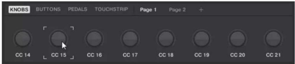 KNOBS BUTTONS PEDALS TOUCHSTRIP Page 1 Page 2 + CC 14 CC 15 CC 16 CC 17 CC 18 CC 19 CC 20 CC 21