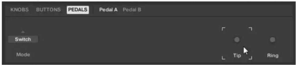KNOBS BUTTONS PEDALS Pedal A Pedal B Switch Mode Tip Ring