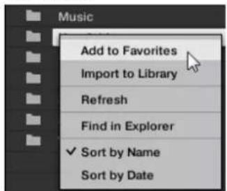Music Add to Favorites Import to Library Refresh Find in Explorer ✓ Sort by Name Sort by Date