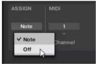 ASSIGN MIDI Note 1 ✓ Note Off
