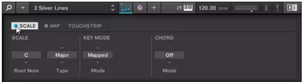 3 Silver Lines SCALE ARP TOUCHSTRIP SCALE KEY MODE CHORD C Major Mapped Off Root Note Type Mode Mode