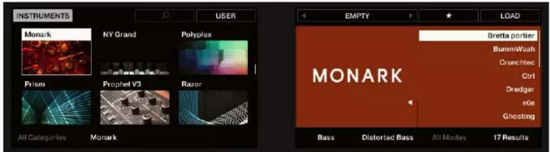 INSTRUMENTS USER Monark NY Grand Polyplex Prism Prophet V3 Razor All Categories Monark EMPTY LOAD Bretta portier BummWaah Crunchtec Ctrl Dredger e0e Ghosting Bass Distorted Bass All Modes 17 Results