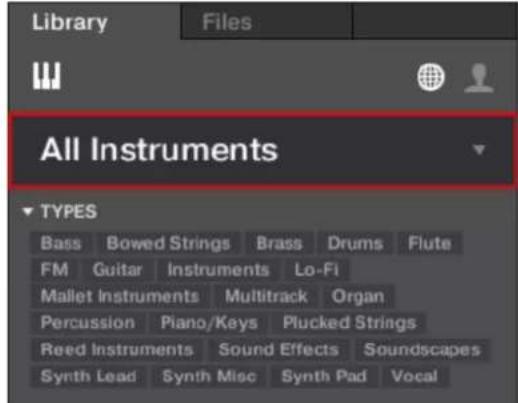 Library Files All Instruments TYPES Bass Bowed Strings Brass Drums Flute FM Guitar Instruments Lo-Fi Mallet Instruments Multitrack Organ Percussion Piano/Keys Plucked Strings Reed Instruments Sound Effects Soundscapes Synth Lead Synth Misc Synth Pad Vocal