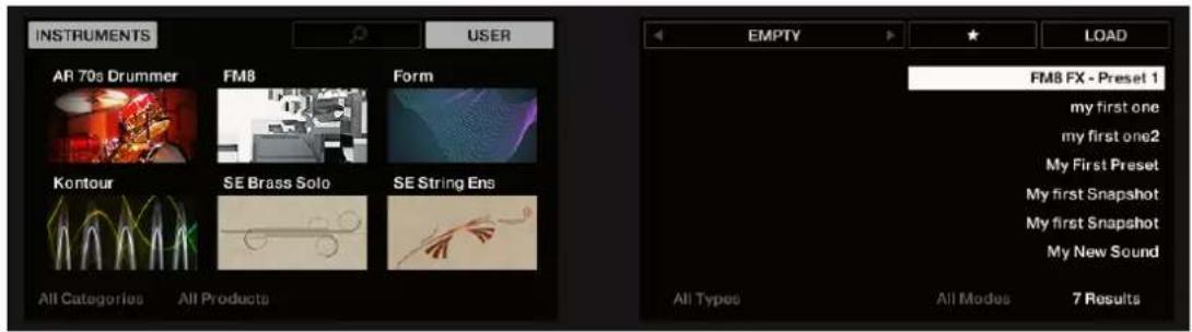 INSTRUMENTS AR 70s Drummer FM8 Form Kontour SE Brass Solo SE String Ens All Categories All Products EMPTY LOAD FM8 FX - Preset 1 my first one my first one2 My First Preset My first Snapshot My first Snapshot My New Sound All Types All Modes 7 Results