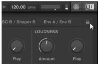 120.00 BPM SC B / Shaper B Env A / Env B LOUDNESS Play Amount Play