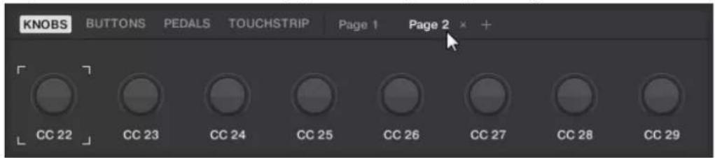 KNOBS BUTTONS PEDALS TOUCHSTRIP Page 1 Page 2 × + CC 22 CC 23 CC 24 CC 25 CC 26 CC 27 CC 28 CC 29