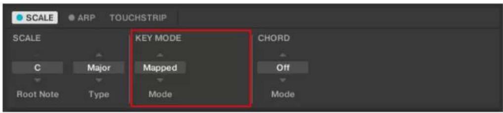SCALE ARP TOUCHSTRIP SCALE C Major KEY MODE Root Note Type Mapped Mode OFF CHORD Mode Mode