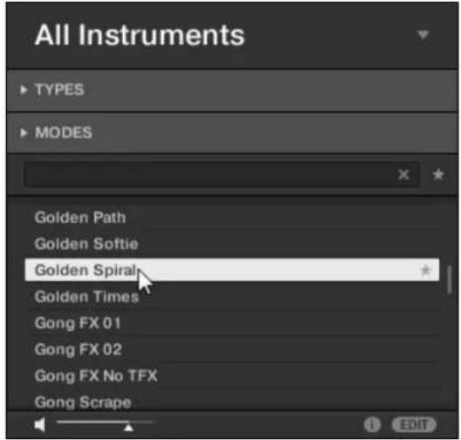 All Instruments TYPES MODES Golden Path Golden Softie Golden Spiral Golden Times Gong FX 01 Gong FX 02 Gong FX No TFX Gong Scrape