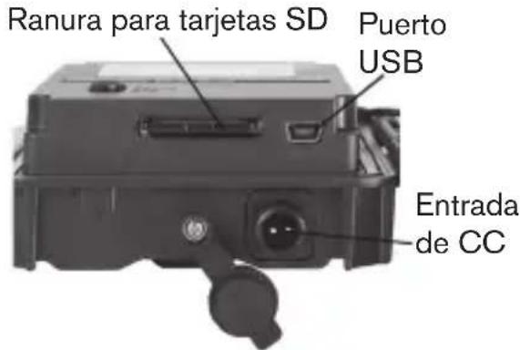 Ranura para tarjetas SD Puerto USB Entrada de CC