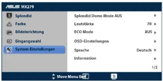 ASUS Designo MX279HS - System-Einstellungen - 1