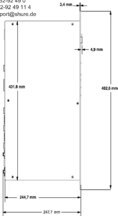 92-92 49 0 2-92 49 11 4 port@shure.de 3,4 mm 4,9 mm 431,8 mm 482,6 mm 244,7 mm 247,7 mm
