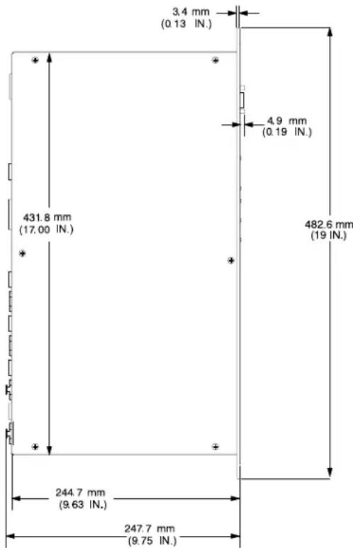 3.4 mm (0.13 IN.) 4.9 mm (0.19 IN.) 431.8 mm (17.00 IN.) 482.6 mm (19 IN.) 244.7 mm (9.63 IN.) 247.7 mm (9.75 IN.)
