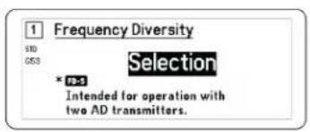 1 Frequency Diversity ID GSS Selection * HD-5 Intended for operation with two AD transmitters.