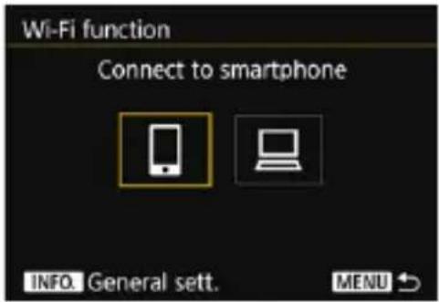 Wi-Fi function Connect to smartphone INFO. General sett. MENU